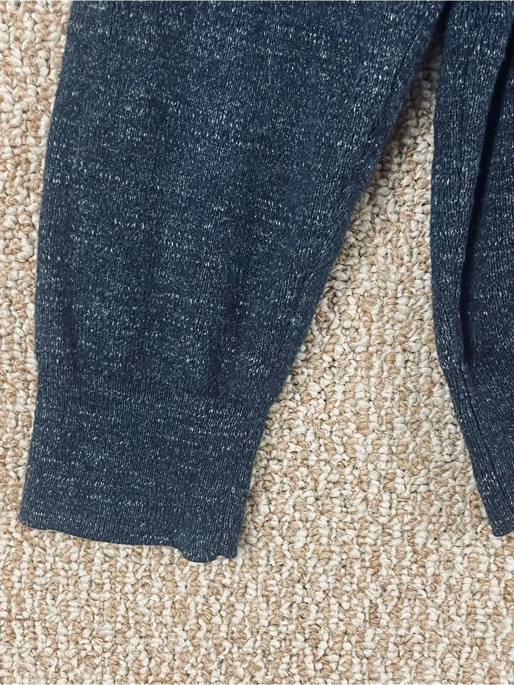 J Crew Sweater Henley Shirt Mens Large Rugged Cotton Heathered Blue 246